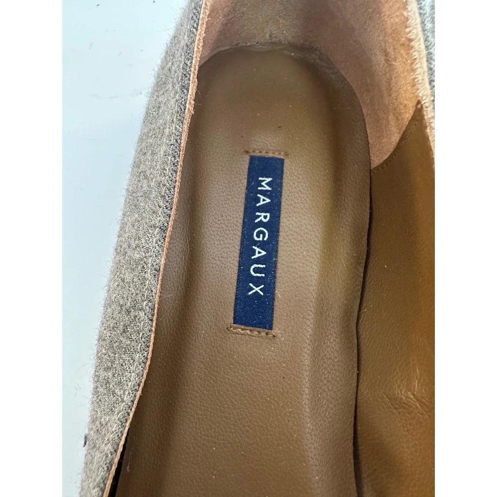 Margaux Women's Brown Blue Wool Suede Cap Toe Pointed Flat Shoes Size 11